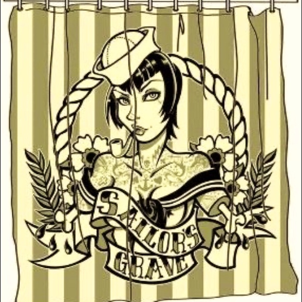 Nautical pinup girl bathroom shower curtain